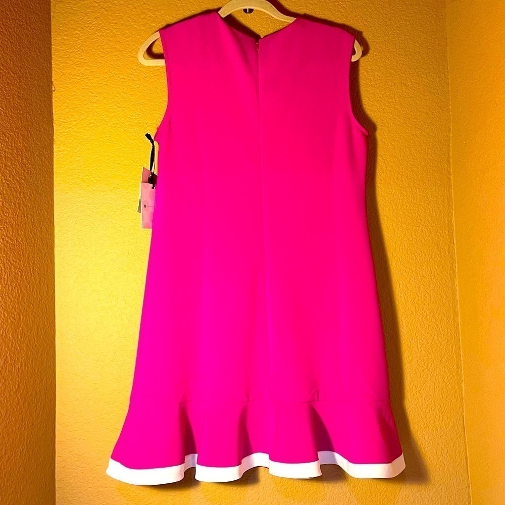 VICTORIA BECKHAM Fuchsia Sleeveless Cocktail Dress Ruffle Hem Bright Pink Size S - Picture 5 of 13
